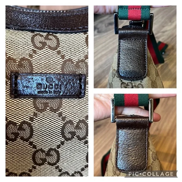 Gucci Beige and Brown Crossbody Bag with Red and Green Strap - Picture 12 of 16